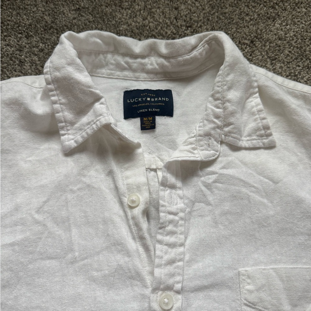Lucky Brand Men's Casual White Button Down Shirt